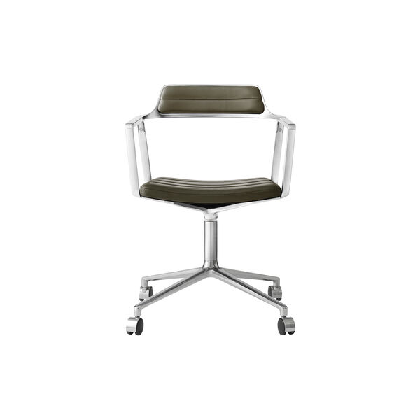 VIPP452 Swivel Chair with Castors, bosco green/polished aluminium, Vipp