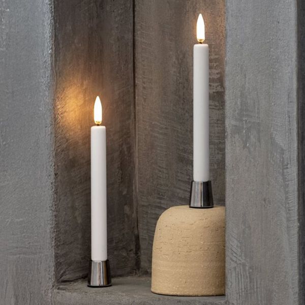 LED Mini Taper Candle 14 cm 2 pcs, nordic white, Uyuni Lighting