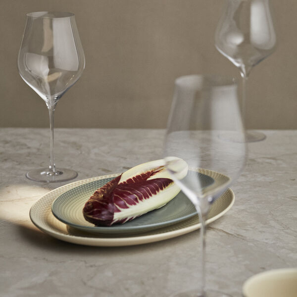 Rhombe Earth Ovalt serveringsfad, moss, Lyngby Porcelæn