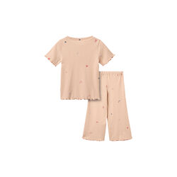 Set T-shirt S/S & Pants Alicia, rose flowers, Wheat