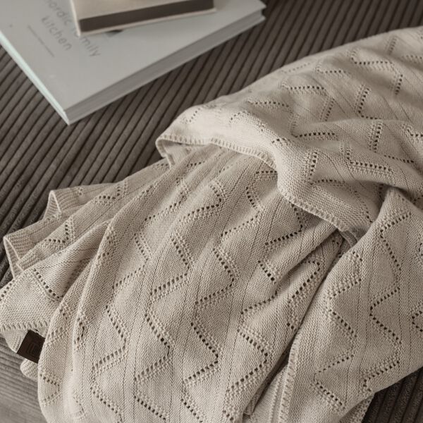 Strikket Plaid Mauntain, beige melange, By LOHN