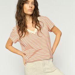 MMKala V-SS Stripe Tee, spicy orange, MOS MOSH