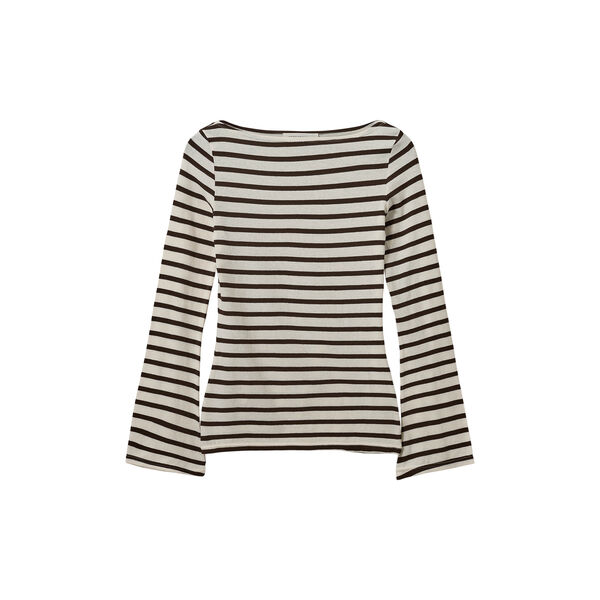CECESW BOAT-NECK LONG-SLEEVE T-SHIRT, brown striped, Sofie Schnoor