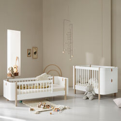 Wood Mini+ søskende kit (tillæg til Mini+ tremmeseng inkl. junior kit, hvid/eg & hvid), Oliver Furniture