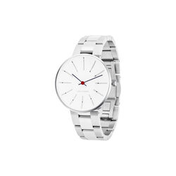 Bankers armbåndsur, white/steel/steel Bankers armbåndsur, white/steel/steel, Arne Jacobsen Watches