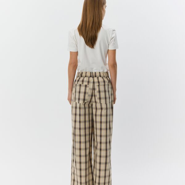 ReineSW Check Wide Leg Trousers, grey check, Sofie Schnoor