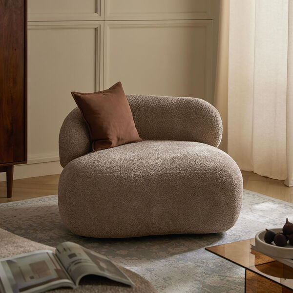 Alba Lounge Chair, teddy boucl&eacute; beige, Westwing Collection