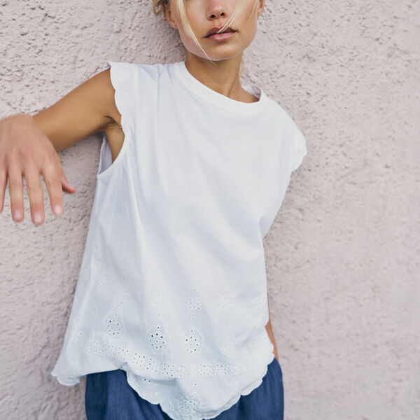 Flora Leaf Top, white, CARE BY ME