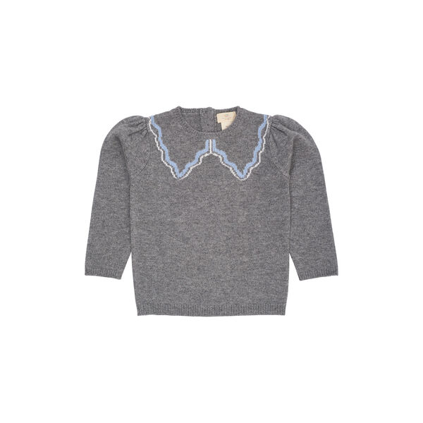 Cashmere  Blouse w. Collar Deco, dark grey/blue comb., Copenhagen Colors Organics