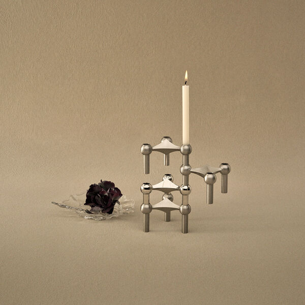 STOFF Nagel lysestage 3 stk., b&oslash;rstet krom, STOFF Nagel