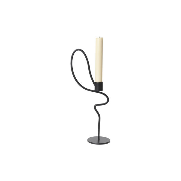 Valse Lysestage H&oslash;j, black, Ferm Living