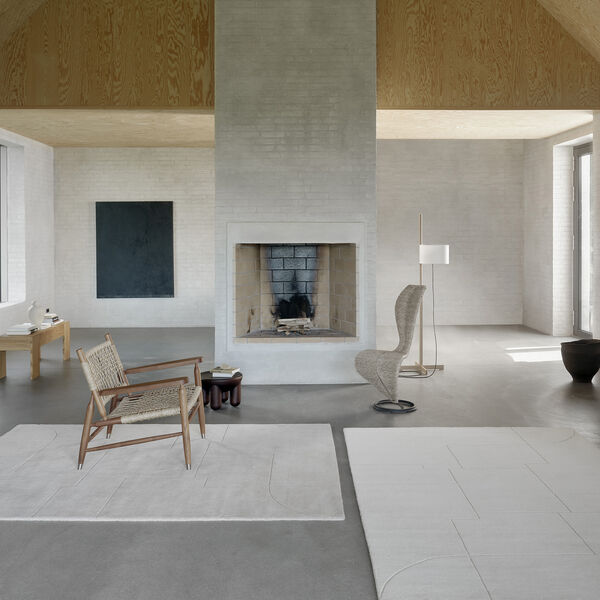 Geometric Maze gulvt&aelig;ppe, beige, Linie Design