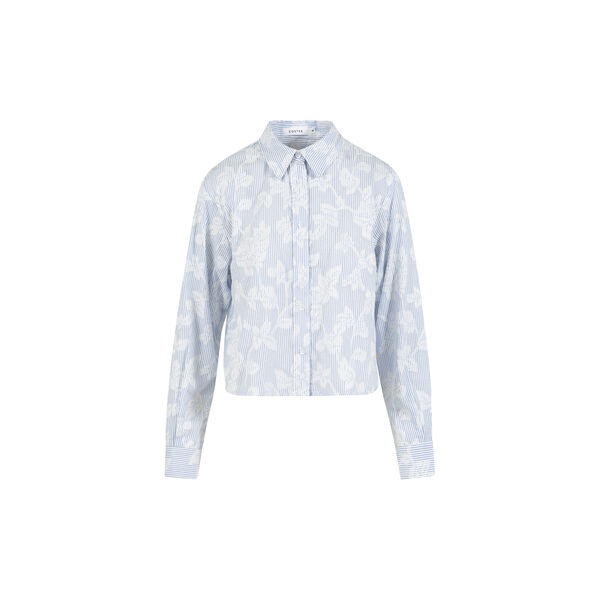 Shirt with flower decoration, blue stripe, Coster Copenhagen
