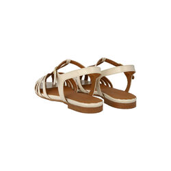 Flad sandal med smuk organisk frontdetalje, buttermilk, ANGULUS