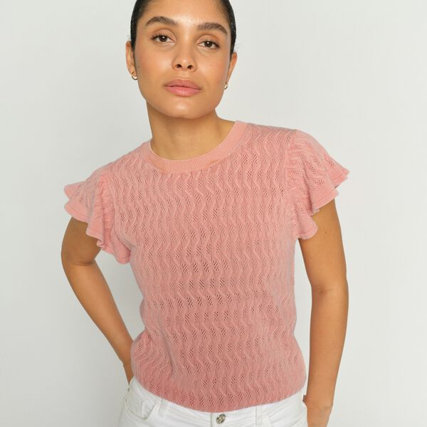 MMGanna Pattern O-Neck Knit Top, peachy, MOS MOSH