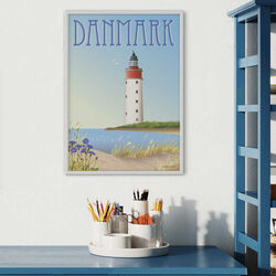 DANMARK Hvidt Fyr plakat DANMARK Hvidt Fyr plakat, ViSSEVASSE