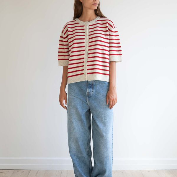 Signe cardigan, red creme, Studio Feder