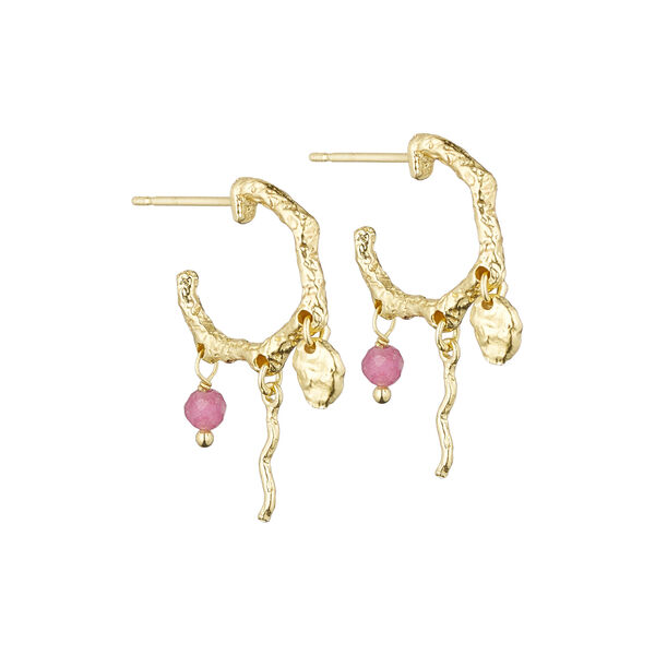 Andrea foil øreringe, guldbelagt/rhodolite, Pure by Nat