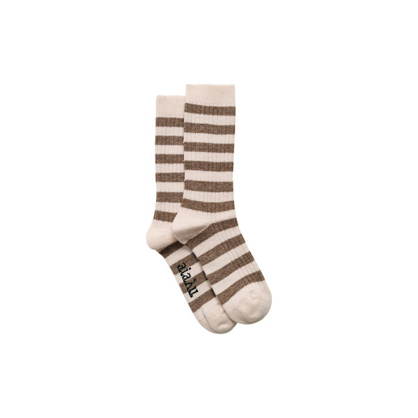 Striped Cashmere Sock, mix beige, Aiayu