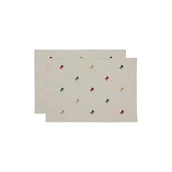 Dækkeserviet Christmas Hearts Embroidery 2-pk, red, Södahl