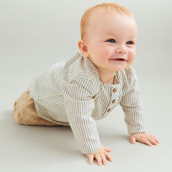 Shirt Bj&oslash;rk, dark blue stripe, Wheat