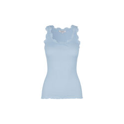 Silketop med blonder, heather sky, Rosemunde