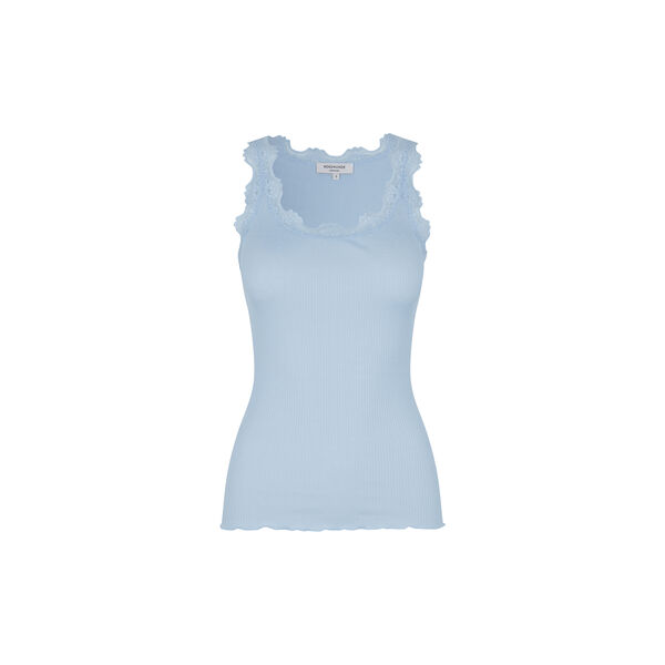 Silketop med blonder, heather sky, Rosemunde