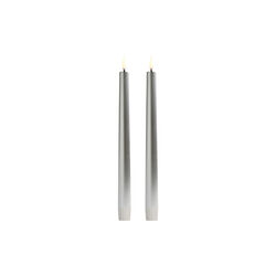 LED Smooth taper candle 2 stk. | H 25 | Silver finish, Uyuni Lighting
