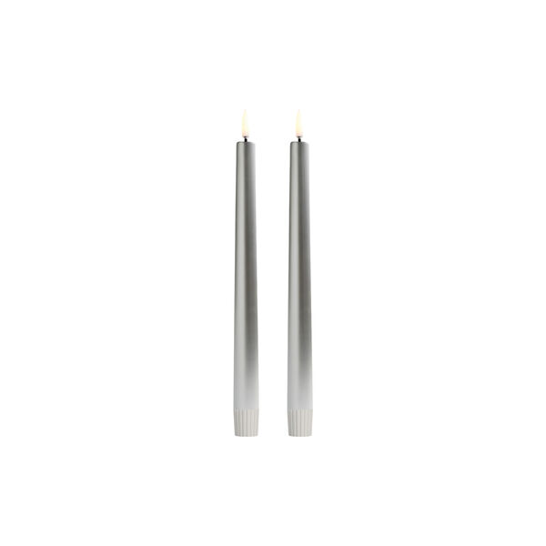 LED Smooth taper candle 2 stk. | H 25 | Silver finish, Uyuni Lighting
