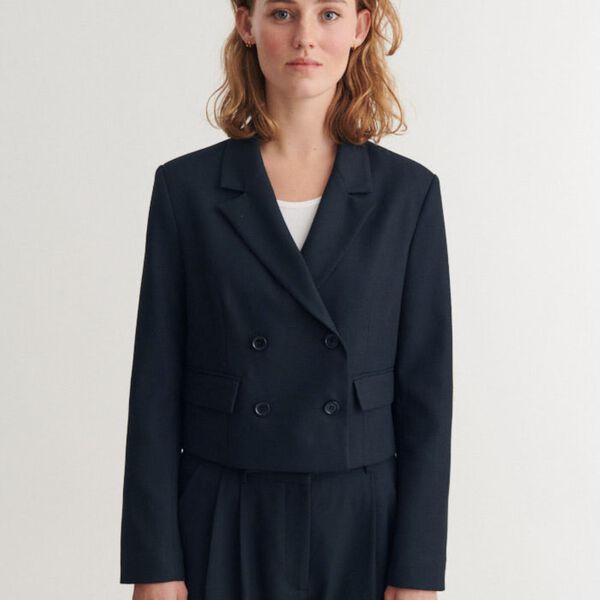 Radi Short Jacket, navy melange, Basic Apparel