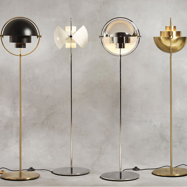 Multi-Lite Floor Lamp, black semi matt/brass, GUBI