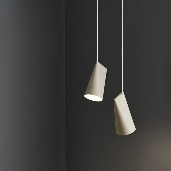 Ceramic Pendant, light grey, MOEBE