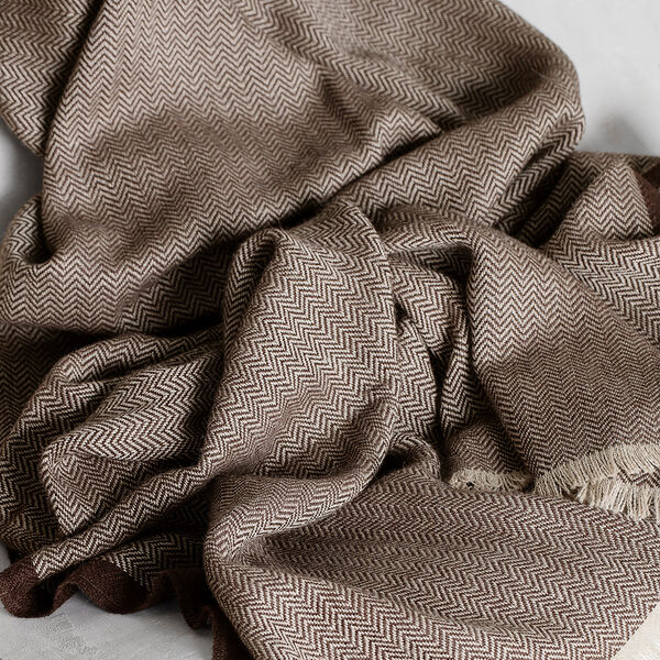 Herringbone plaid, chocolate/beige, ELVANG