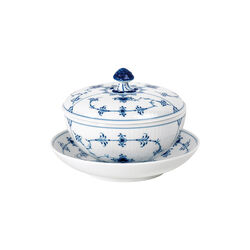 Musselmalet Riflet sk&aring;l med l&aring;g og underkop 38 cl, Royal Copenhagen