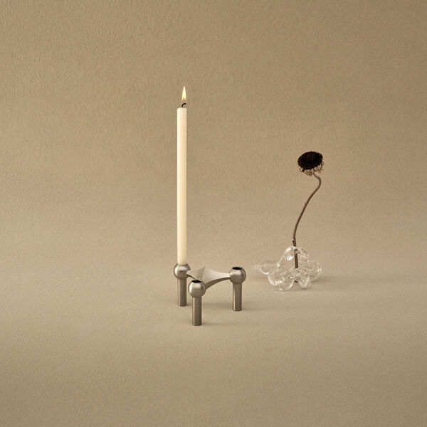 STOFF Nagel lysestage, b&oslash;rstet krom, STOFF Nagel