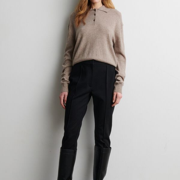 Longo Knit LS Collar, mid brown melange, Second Female