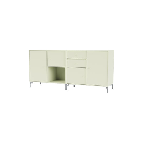 COUPLE bred sk&aelig;nk med ben i krom, 140 pomelo, Montana Furniture
