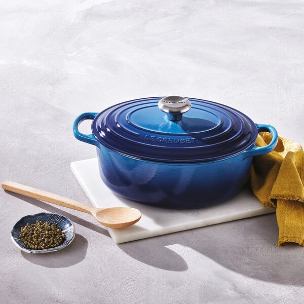 Signature st&oslash;bejern oval gryde &Oslash; 31 cm, azure, Le Creuset