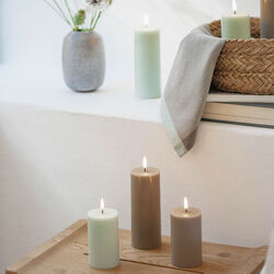 LED Pillar Candle 10 cm, sandstone, Uyuni Lighting