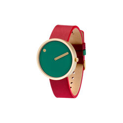 PICTO armbåndsur, dusty green/matt gold/ruby red, Picto
