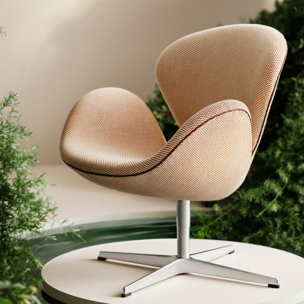 Svanen™ 3320 loungestol med keder Choice 2024, creme/brown 0428/chestnut, Fritz Hansen