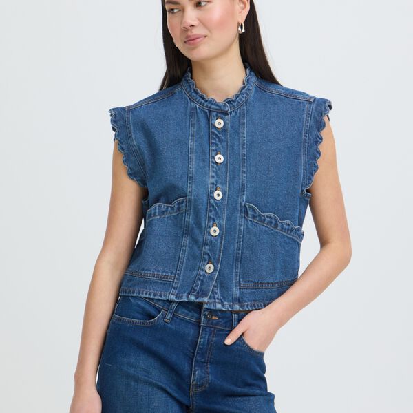 IHPALOU Wasitcoat, washed dark blue, ICHI