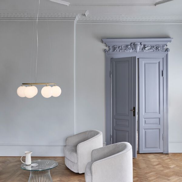 Miira 6 Circular Pendant, brass/opal, Nuura