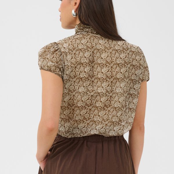 LiljaSZ Crinkle SS Shirt, dark earth flower paper, Saint Tropez