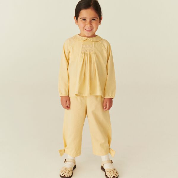 Blouse LS w. Smock Emb., Copenhagen Colors Organics