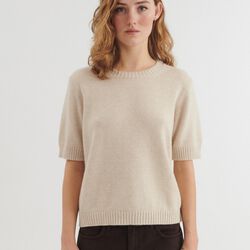 Cady SS O-neck, beige mel., Basic Apparel