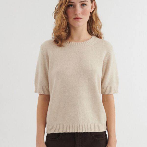Cady SS O-neck, beige mel., Basic Apparel