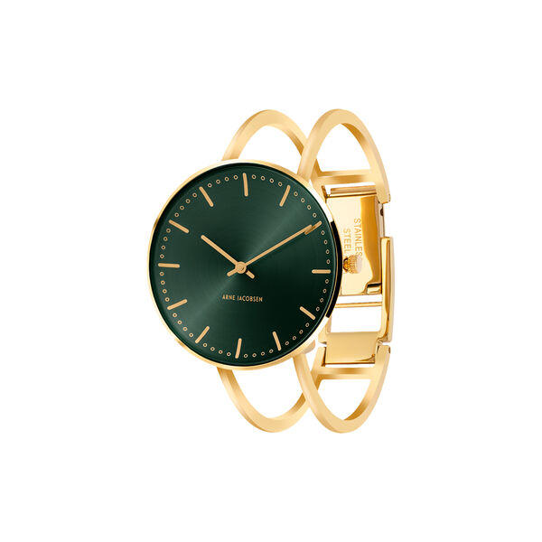 City Hall Evergreen Bangle armb&aring;ndsur, green/gold/gold, Arne Jacobsen Watches