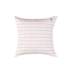 Icons White/Beige/Navy Checked Cotton Poplin Pillowcase, white/beige/navy, Lexington