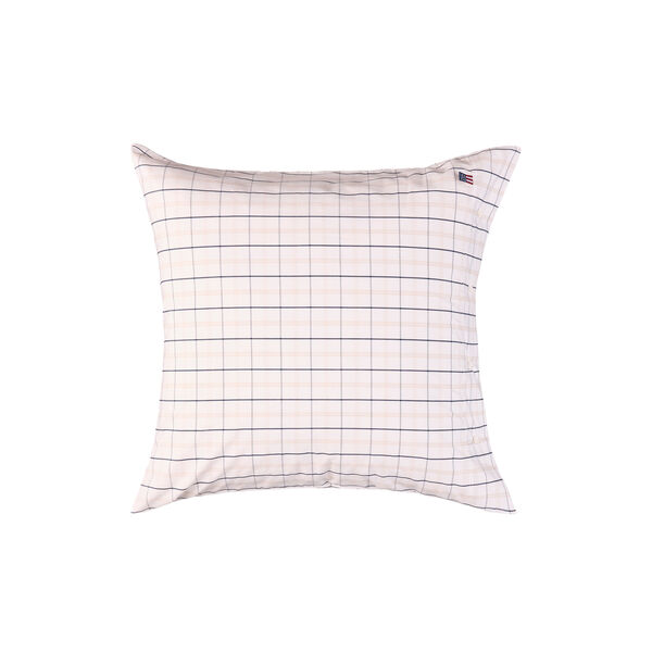 Icons White/Beige/Navy Checked Cotton Poplin Pillowcase, white/beige/navy Icons White/Beige/Navy Checked Cotton Poplin Pillowcase, white/beige/navy, Lexington